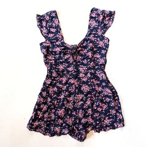 Kimchi Blue Floral Romper Blue Pink